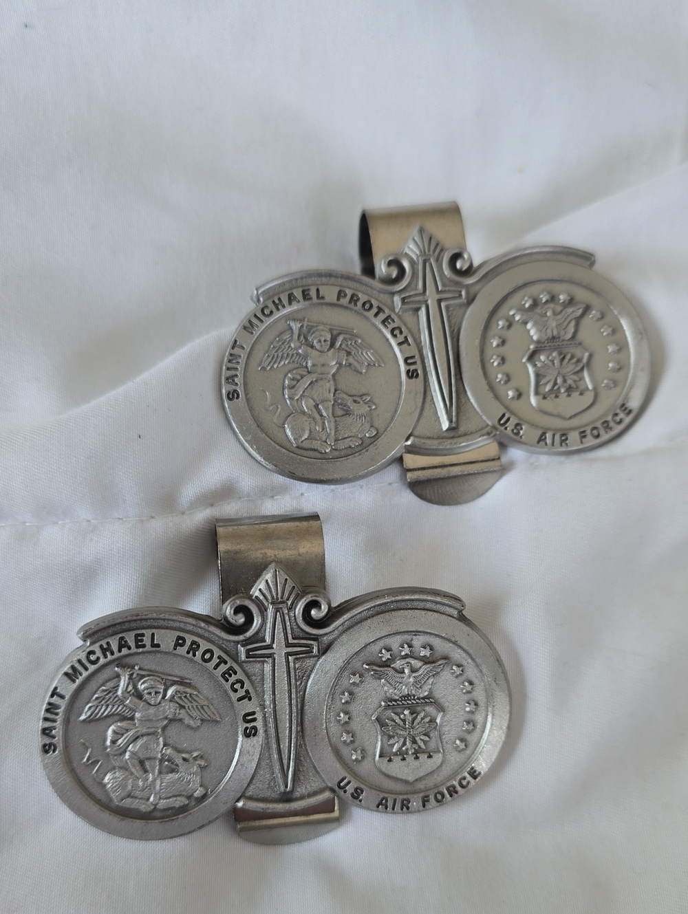 Saint Michael U.S. Air Force Silver Tone Clip (Pair)